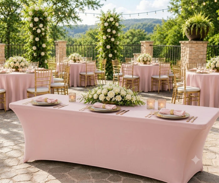 6 Ft Rectangular Spandex Table Cover - Blush Pink/Rose Gold (1pc)