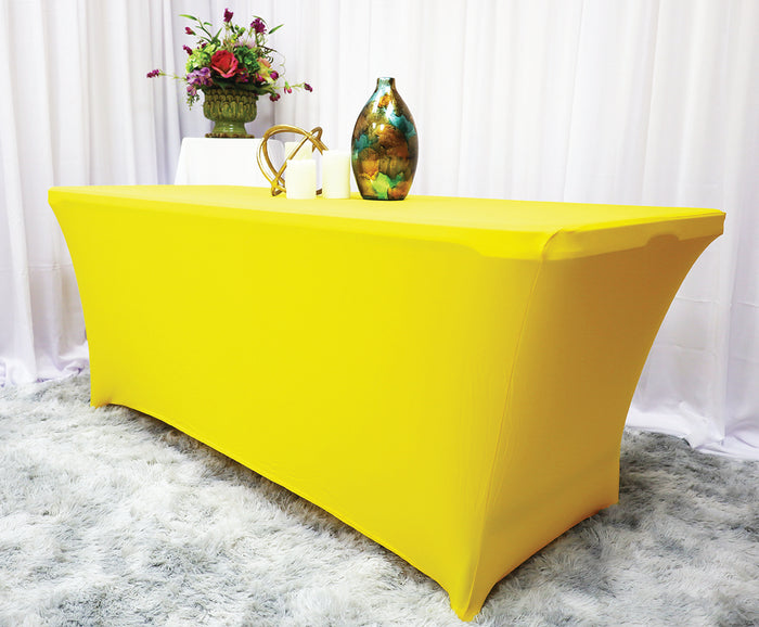 6 Ft Rectangular Spandex Table Cover - Canary Yellow (1pc)