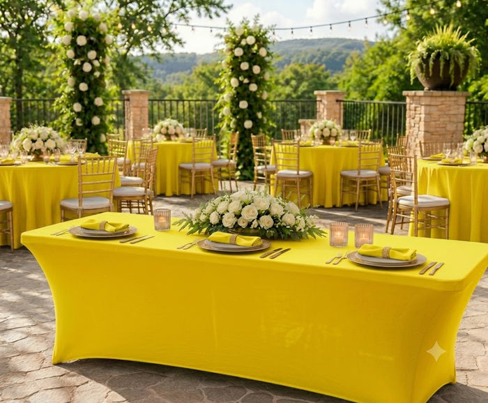 6 Ft Rectangular Spandex Table Cover - Canary Yellow (1pc)