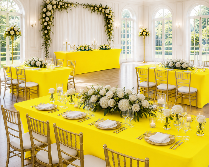 6 Ft Rectangular Spandex Table Cover - Canary Yellow (1pc)