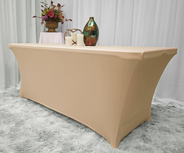 6 Ft Rectangular Spandex Table Cover - Champagne (1pc)
