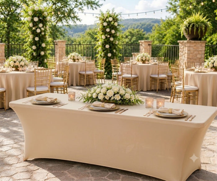 6 Ft Rectangular Spandex Table Cover - Champagne (1pc)