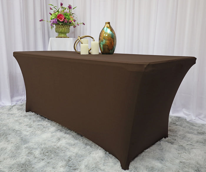 6 Ft Rectangular Spandex Table Cover - Chocolate (1pc)