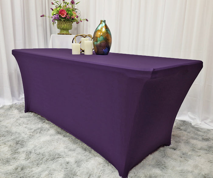 6 Ft Rectangular Spandex Table Cover - Eggplant (1pc)