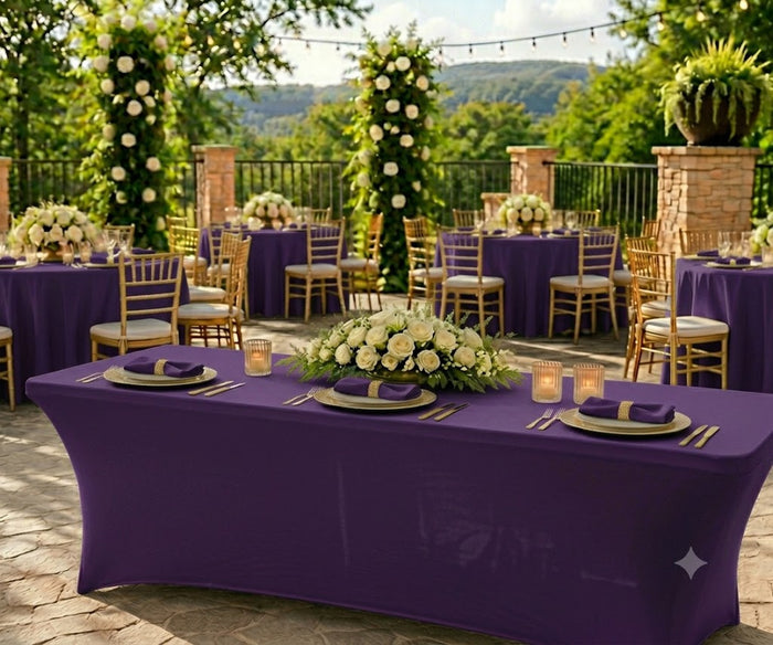 6 Ft Rectangular Spandex Table Cover - Eggplant (1pc)