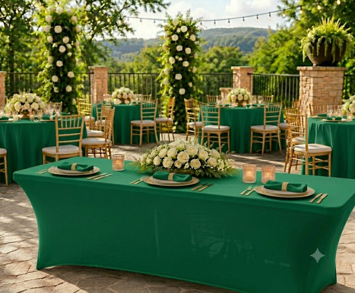 6 Ft Rectangular Spandex Table Cover - Emerald Green (1pc)