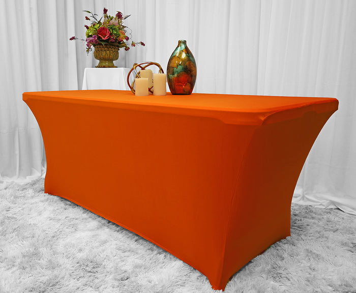 6 Ft Rectangular Spandex Table Cover - Orange (1pc)