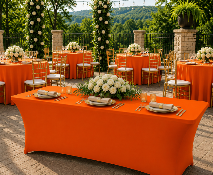 6 Ft Rectangular Spandex Table Cover - Orange (1pc)