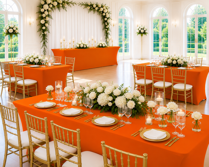 6 Ft Rectangular Spandex Table Cover - Orange (1pc)
