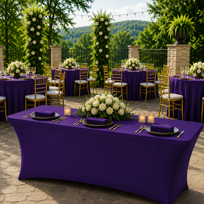 6 Ft Rectangular Spandex Table Cover - Regency Purple (1pc)