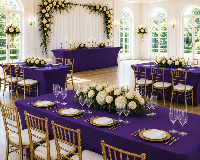 6 Ft Rectangular Spandex Table Cover - Regency Purple (1pc)