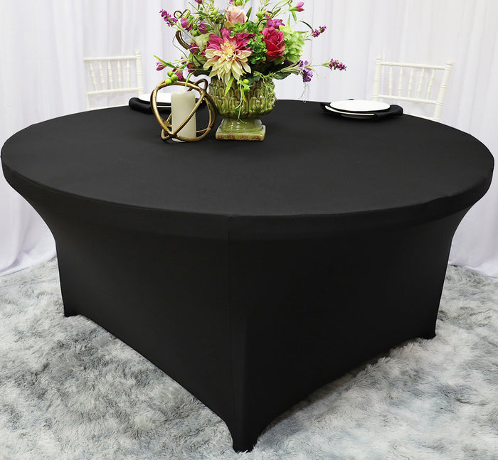 6 Ft Round Spandex Table Cover - Black (1pc)