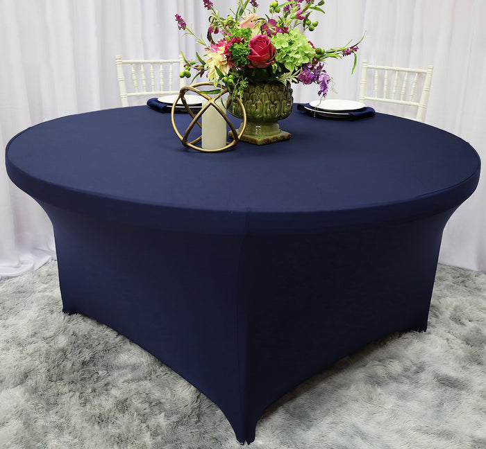 6 Ft Round Spandex Table Cover - Navy Blue (1pc)