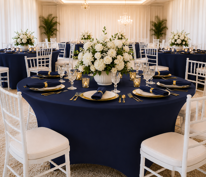 6 Ft Round Spandex Table Cover - Navy Blue (1pc)