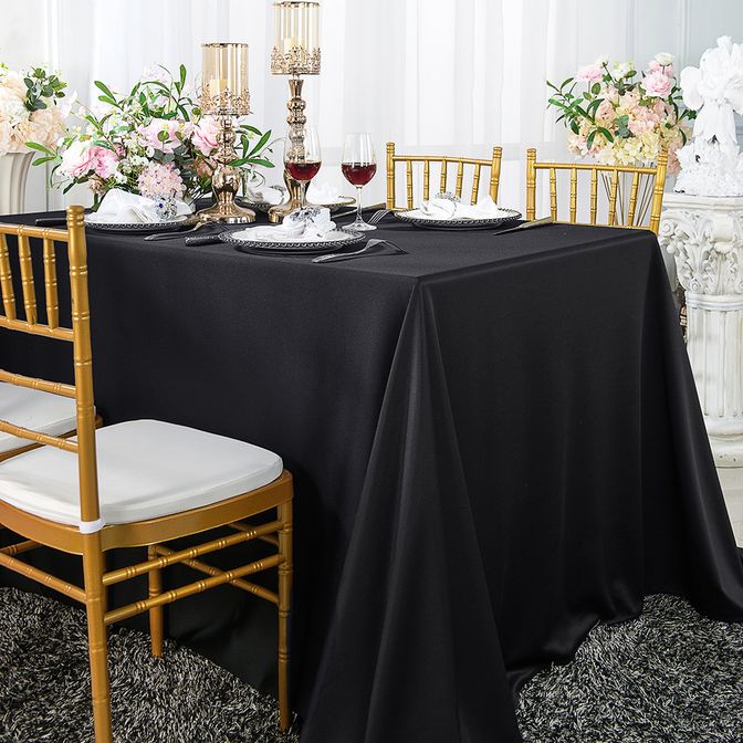 60"x120" Seamless Rectangular Scuba (Wrinkle-Free) Tablecloth - Black (1pc)