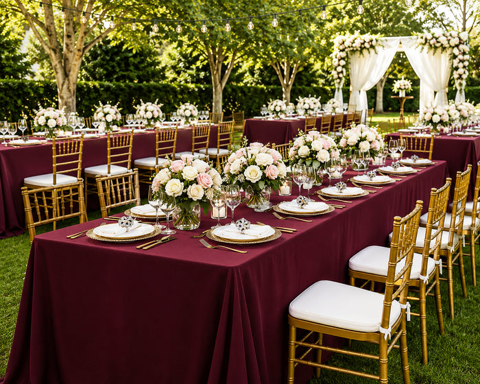 60"x120" Seamless Rectangular Scuba (Wrinkle-Free) Tablecloth - Burgundy (1pc)