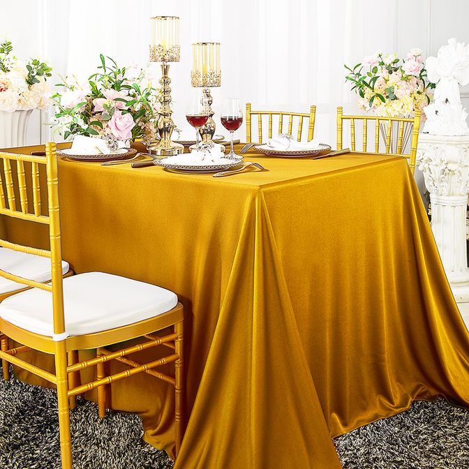 60"x120" Seamless Rectangular Scuba (Wrinkle-Free) Tablecloth - Gold (1pc)
