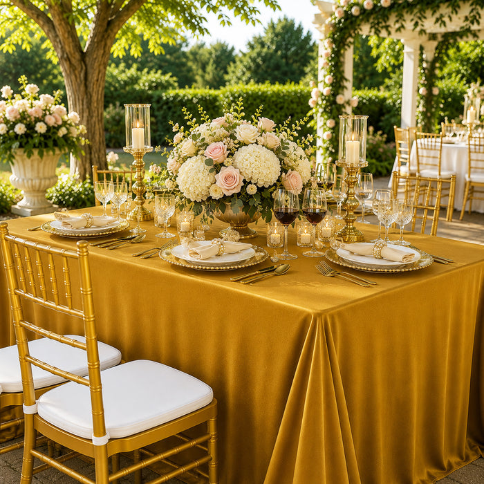 60"x120" Seamless Rectangular Scuba (Wrinkle-Free) Tablecloth - Gold (1pc)