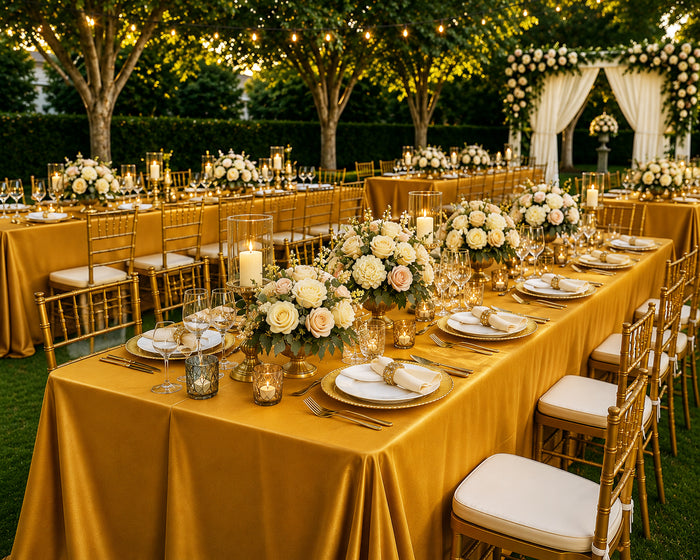 60"x120" Seamless Rectangular Scuba (Wrinkle-Free) Tablecloth - Gold (1pc)