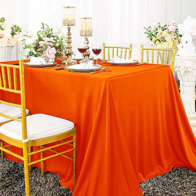 60"x120" Seamless Rectangular Scuba (Wrinkle-Free) Tablecloth - Orange (1pc)
