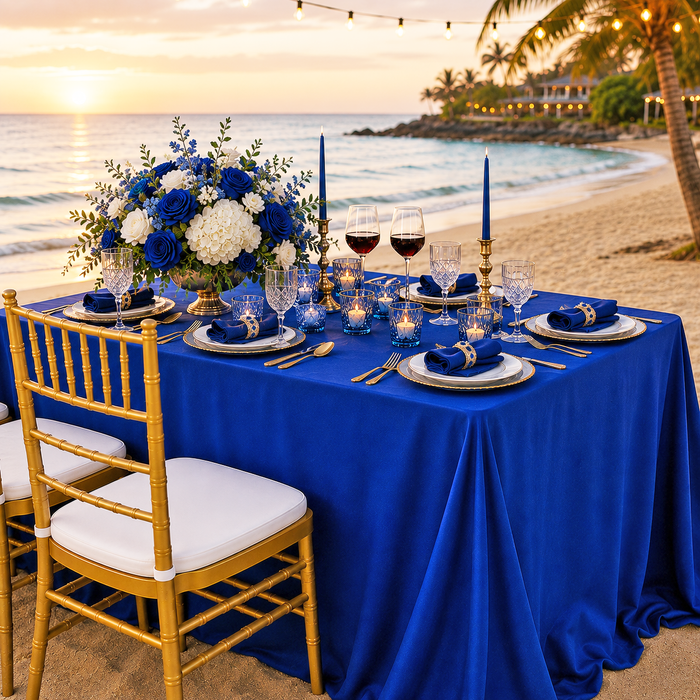 60"x120" Seamless Rectangular Scuba (Wrinkle-Free) Tablecloth - Royal Blue (1pc)