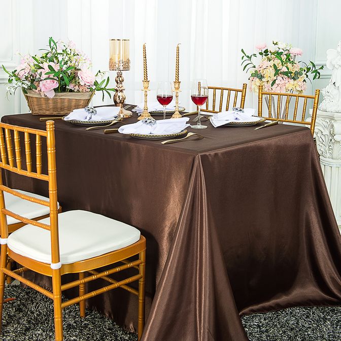 72"x120" Seamless Rectangular Satin Tablecloth - Chocolate (1pc)