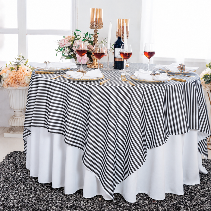 72"x72" Seamless Square Seersucker Polyester Tablecloth/Table Overlay - Black (1pc)