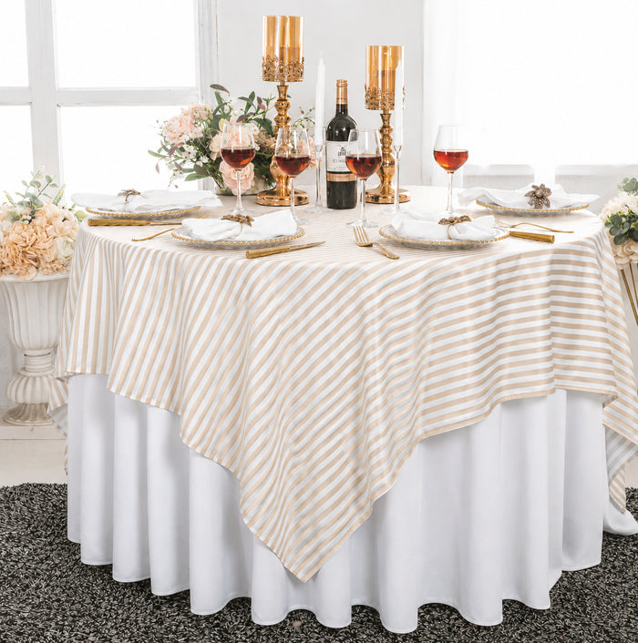 72"x72" Seamless Square Seersucker Polyester Tablecloth/Table Overlay - Champagne (1pc)