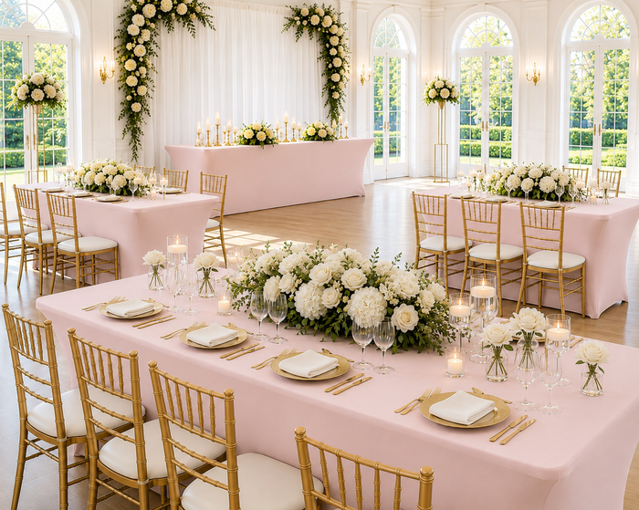 8 Ft Rectangular Spandex Table Cover - Blush Pink/Rose Gold (1pc)