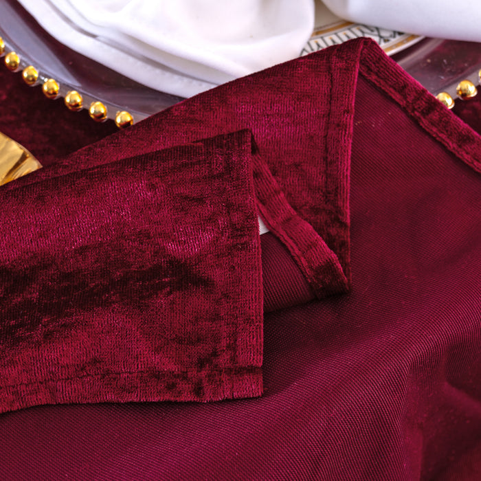 85"x85" Seamless Square Ice Crushed Velvet (200 GSM) Tablecloth/Table Overlay - Burgundy (1pc)