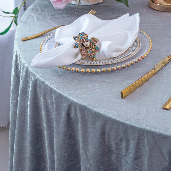 85"x85" Seamless Square Ice Crushed Velvet (200 GSM) Tablecloth/Table Overlay - Dusty Blue (1pc)