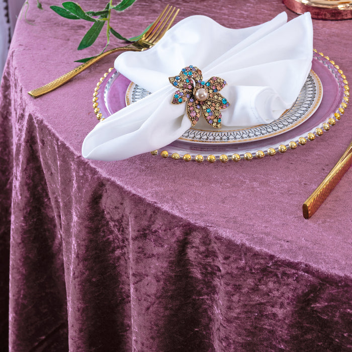 85"x85" Seamless Square Ice Crushed Velvet (200 GSM) Tablecloth/Table Overlay - Mauve (1pc)