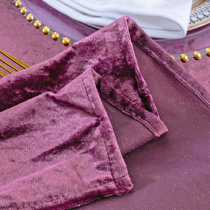 85"x85" Seamless Square Ice Crushed Velvet (200 GSM) Tablecloth/Table Overlay - Mauve (1pc)