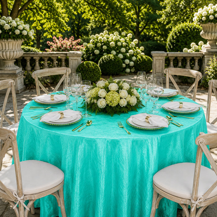 90" Seamless Round Crushed Taffeta Tablecloth - Pool Blue (1pc)