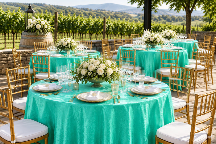 90" Seamless Round Crushed Taffeta Tablecloth - Pool Blue (1pc)