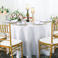 90" Seamless Round Striped Jacquard Polyester Tablecloth - White (1pc)