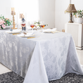 90"x132" Rectangular Floral Reef Jacquard Polyester Tablecloth - White (1pc)