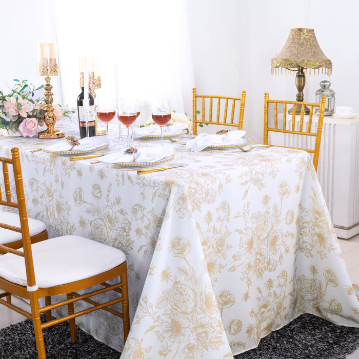 90"x132" Rectangular French Toile Polyester Tablecloth - Champagne (1pc)