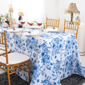 90"x132" Rectangular French Toile Polyester Tablecloth - Royal Blue (1pc)