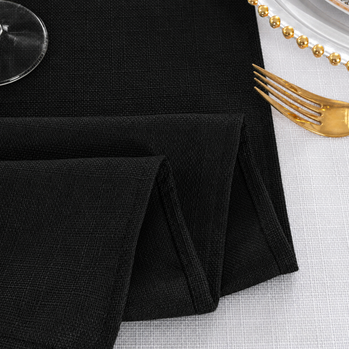 90"x132" Rectangular Rustic Panama Linen Tablecloth - Black (1pc)