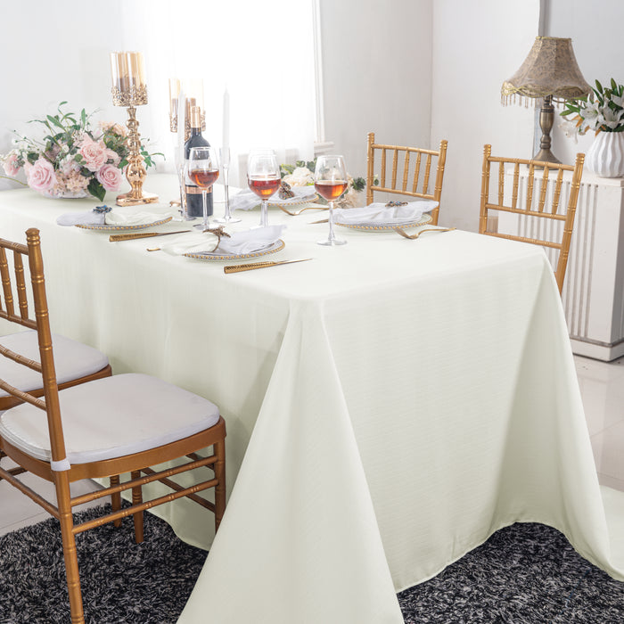 90"x132" Rectangular Rustic Panama Linen Tablecloth - Ivory (1pc)