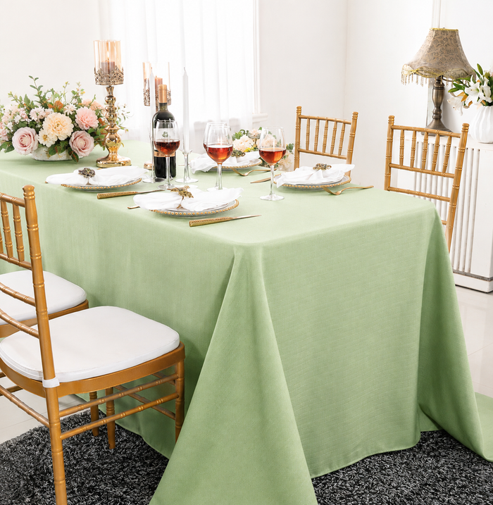 90"x132" Rectangular Rustic Panama Linen Tablecloth - Sage Green (1pc)