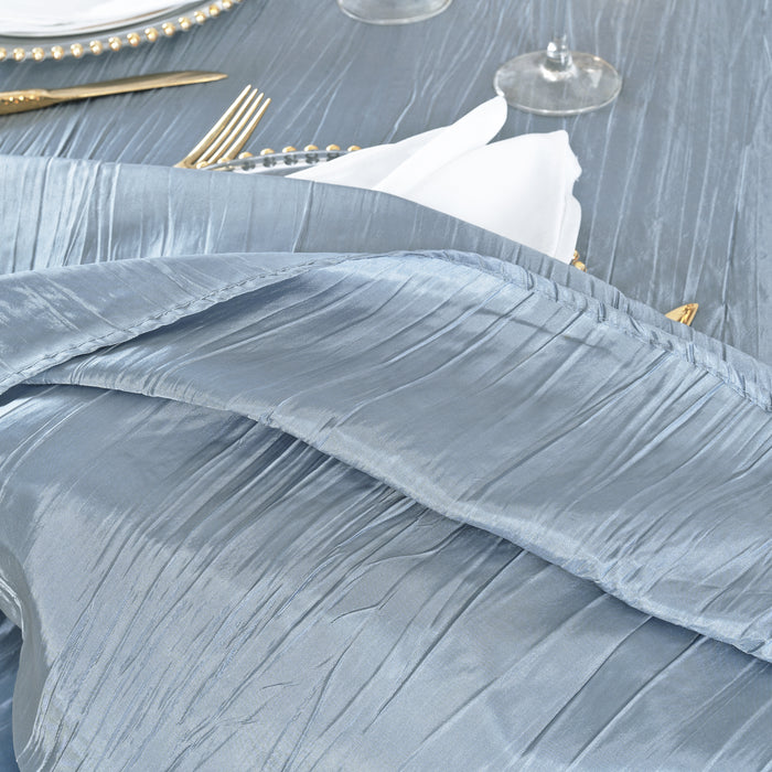 90"x132" Seamless Rectangular Accordion Crinkle Taffeta Tablecloth - Dusty Blue (1pc)