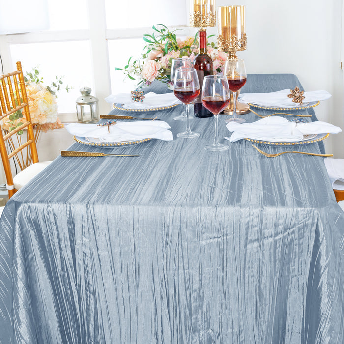 90"x132" Seamless Rectangular Accordion Crinkle Taffeta Tablecloth - Dusty Blue (1pc)