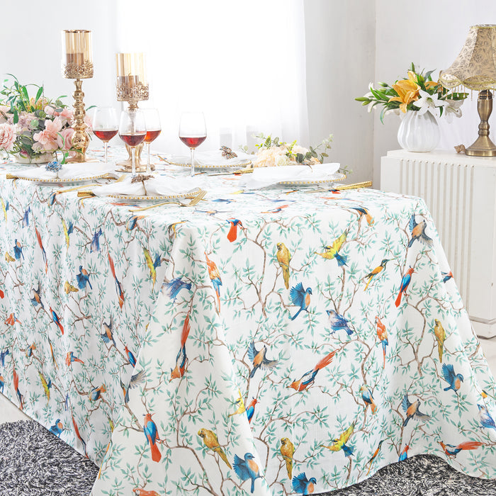 90"x132" Seamless Rectangular Faux Linen Tablecloth - Arboreal (1pc)