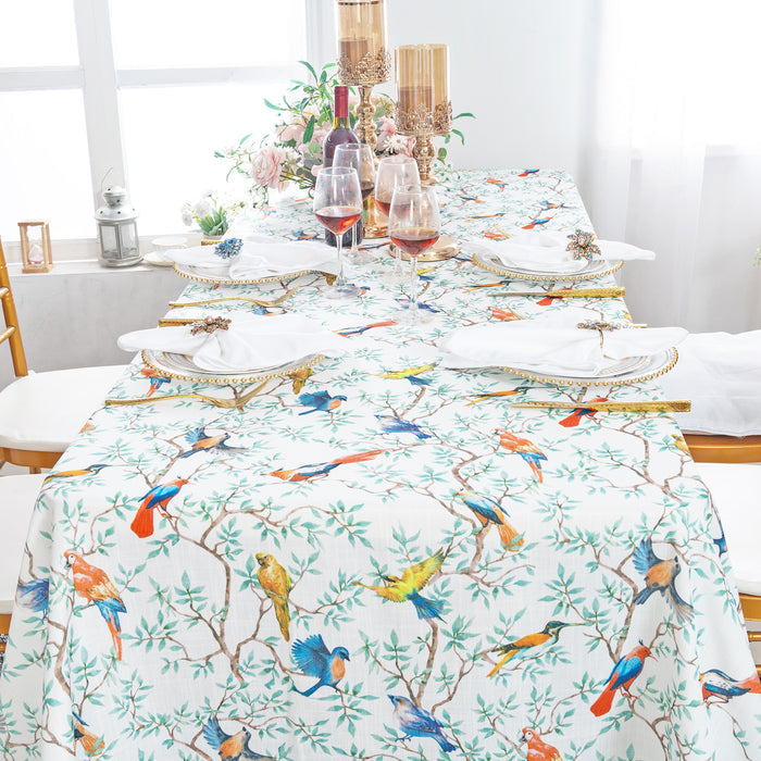 90"x132" Seamless Rectangular Faux Linen Tablecloth - Arboreal (1pc)