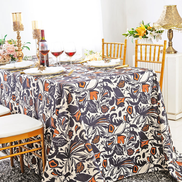 90"x132" Seamless Rectangular Faux Linen Tablecloth - Burnt Sienna (1pc)