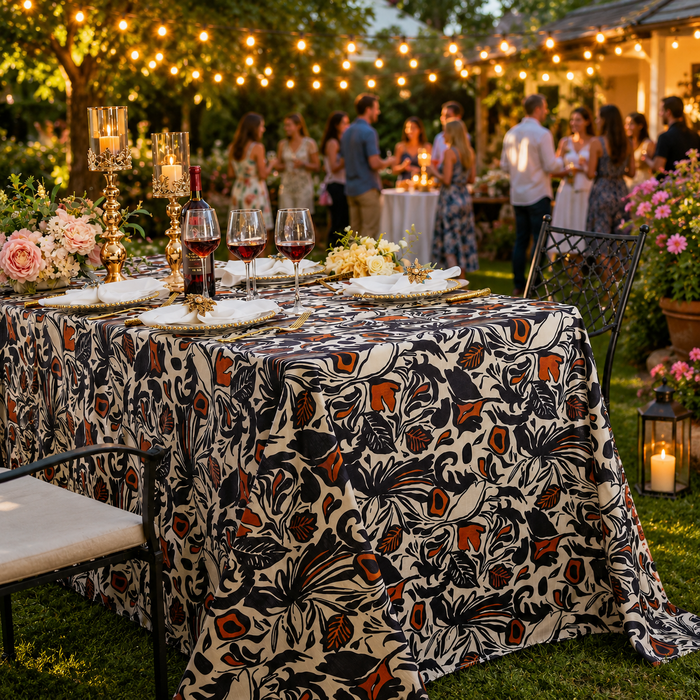 90"x132" Seamless Rectangular Faux Linen Tablecloth - Burnt Sienna (1pc)