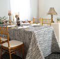 90"x132" Seamless Rectangular Galilean Jacquard Polyester Tablecloth - Black (1pc)
