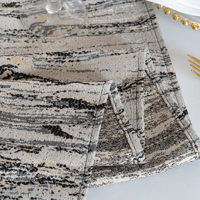 90"x132" Seamless Rectangular Galilean Jacquard Polyester Tablecloth - Black (1pc)